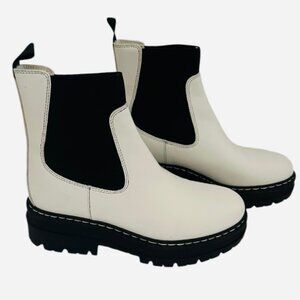 Marc Fisher Patrick White Leather Chelsea Platform Bootie